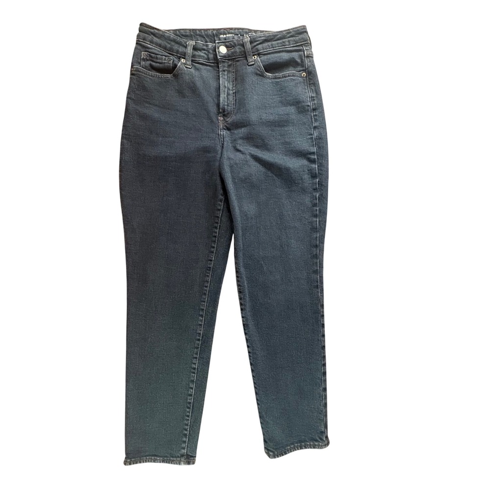 Old Navy O.G. Straight Jeans Women 6‎ Dark Blue High Rise Denim EUC